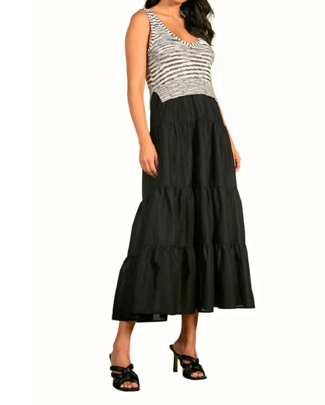 Combo Maxi Dress In Melange White Flowing Maxi Skirt