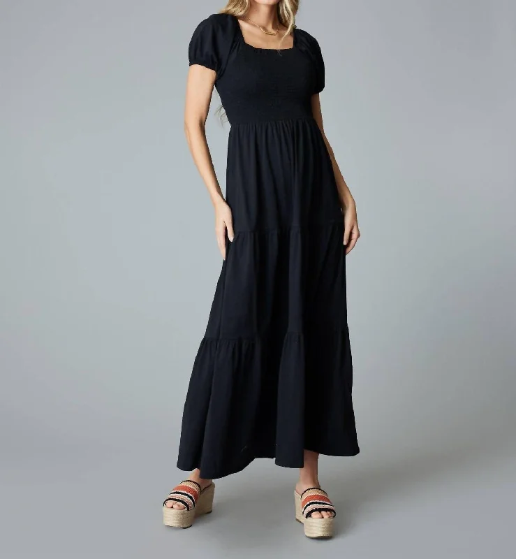 Jade Tiered Maxi Dress In Black Elegant Maxi Skirt