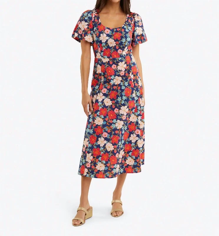 Julianne Midi Dress In Blooming Peony Trendy Midi Skirt