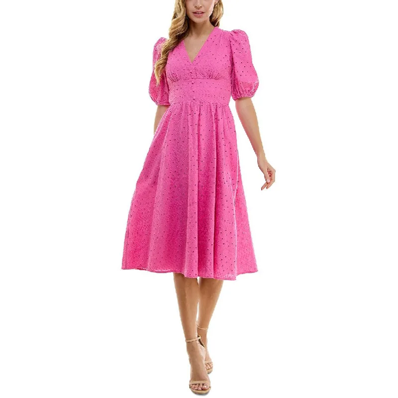 Juniors Womens Eyelet Cotton Midi Dress Cotton Midi Skirt