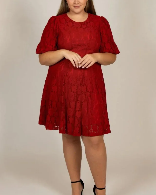 Calista Dress Cotton Fit & Flare Red Lace | Red Chic Lace Dress